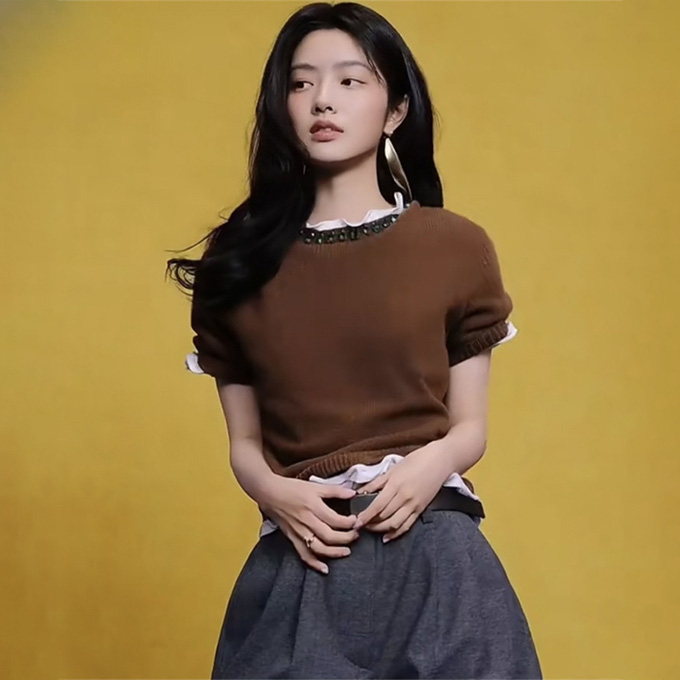 prada emerald gem-embellished cashmere short-sleeve knit top